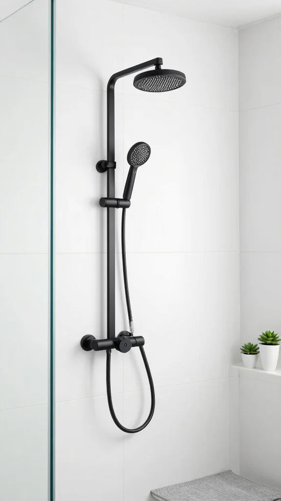 10 Jolie-Style Filtered Shower Head Ideas for Aesthetic and Function - 3. Minimalist Matte Black Filtered Shower Head 1