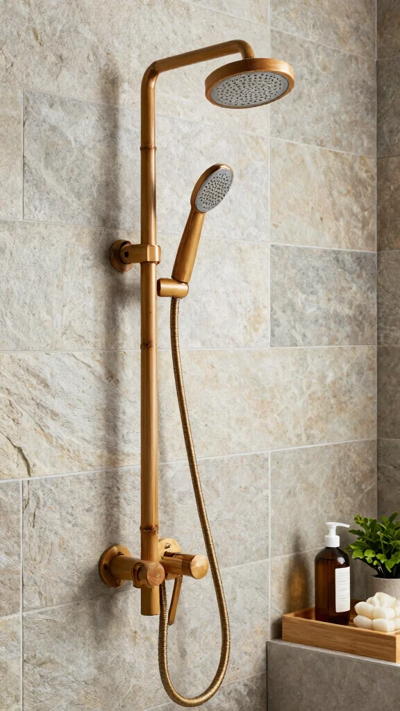 10 Jolie-Style Filtered Shower Head Ideas for Aesthetic and Function - 4. Eco-Friendly Bamboo Filtered Shower Head 1