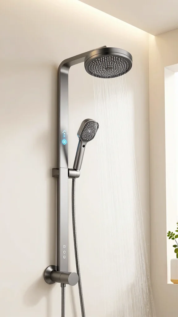 10 Jolie-Style Filtered Shower Head Ideas for Aesthetic and Function - 6. Smart Water-Saving Filtered Shower Head 1