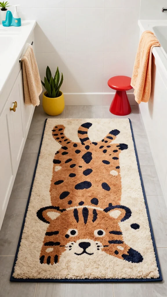 10 UGG-Style Plush Bathroom Rug Ideas for Ultra-Cozy Underfoot Comfort - 10. Playful Animal Prints 1