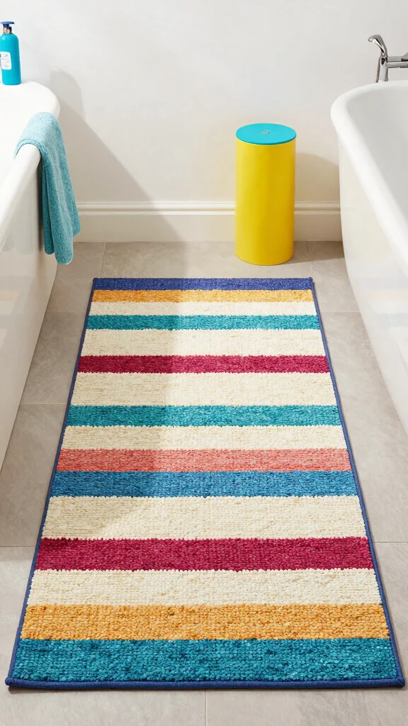 10 UGG-Style Plush Bathroom Rug Ideas for Ultra-Cozy Underfoot Comfort - 6. Textured Stripes for Added Depth 1