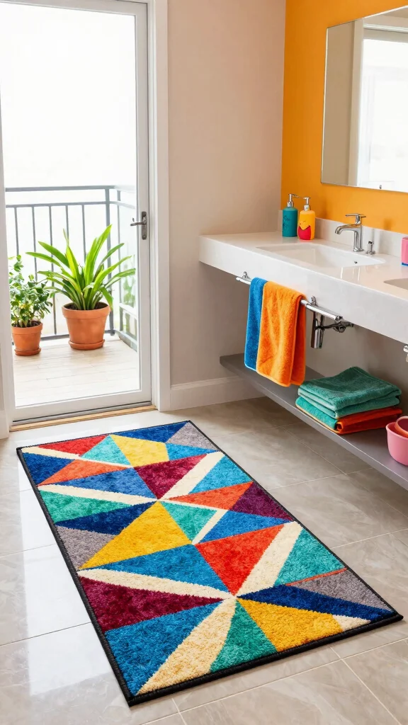 11 5x7 Bathroom Rug Ideas for a Generous Room-Filling Floor Layer - 4. Vibrant Indoor-Outdoor Rugs 1