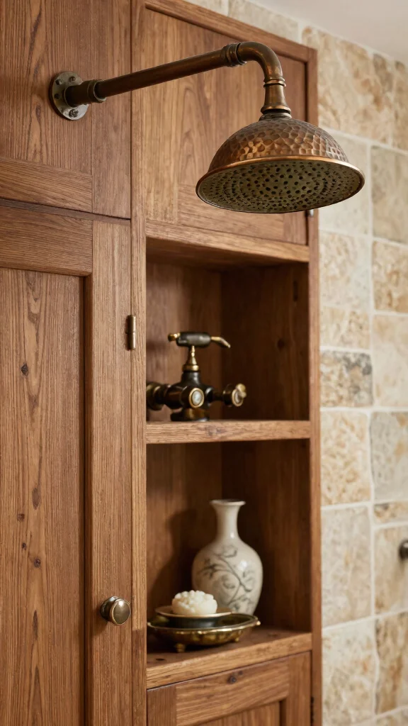 11 Bronze Shower Head Ideas for a Warm Vintage-Inspired Bathroom - 4. Antique-Style Hammered Bronze Shower Head 1