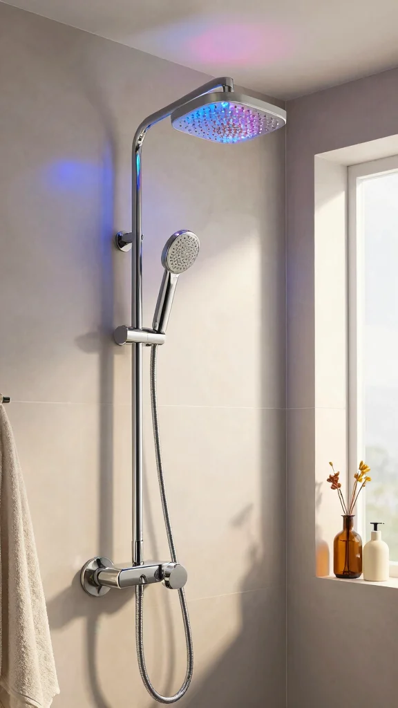 11 Chrome Shower Head Ideas for a Classic Polished Bathroom Look - 9. Chrome Shower Heads with LED Lighting 1