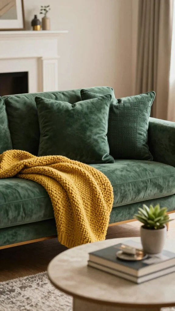 11 Dark Green Pillow Ideas for a Moody Rich Living Room or Bedroom - 4. Textured Throws: Layering for Depth 1