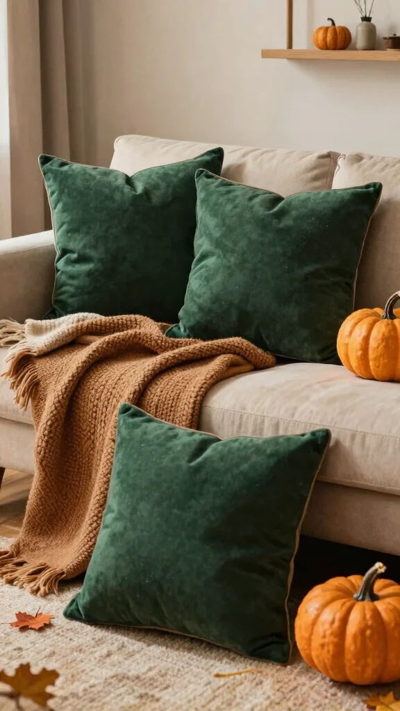 11 Dark Green Pillow Ideas for a Moody Rich Living Room or Bedroom - 8. Seasonal Variations: Adapt Your Decor 1