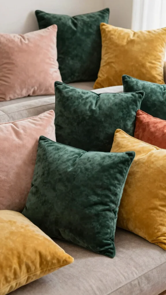 11 Dark Green Pillow Ideas for a Moody Rich Living Room or Bedroom - 9. Layering with Other Pillows: Mixing and Matching 1