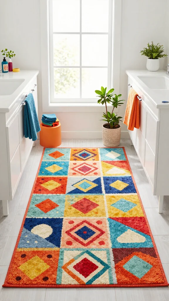 11 Eco-Friendly 3x5 Bathroom Rug Ideas for Small to Medium Bathroom Floors - 3. Playful Patterned Rugs 1