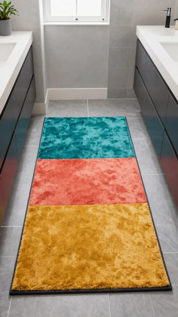 11 Eco-Friendly 3x5 Bathroom Rug Ideas for Small to Medium Bathroom Floors - 7. Bold Color Block Rugs 1