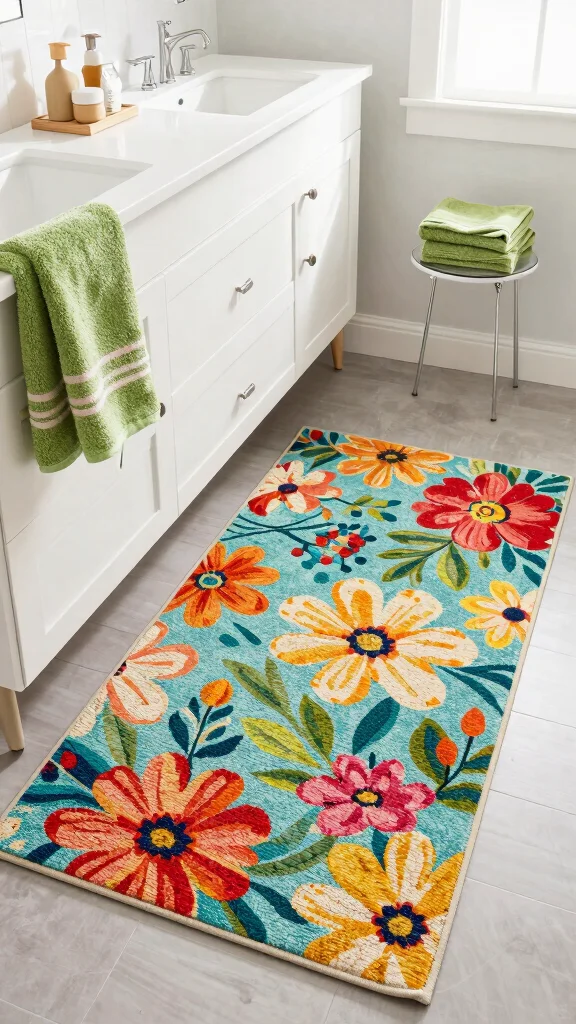 11 Eco-Friendly 4x6 Bathroom Rug Ideas for a Larger Bathroom or Double Vanity - 11. Eco-Conscious Printed Rugs for Your Statement Style 1