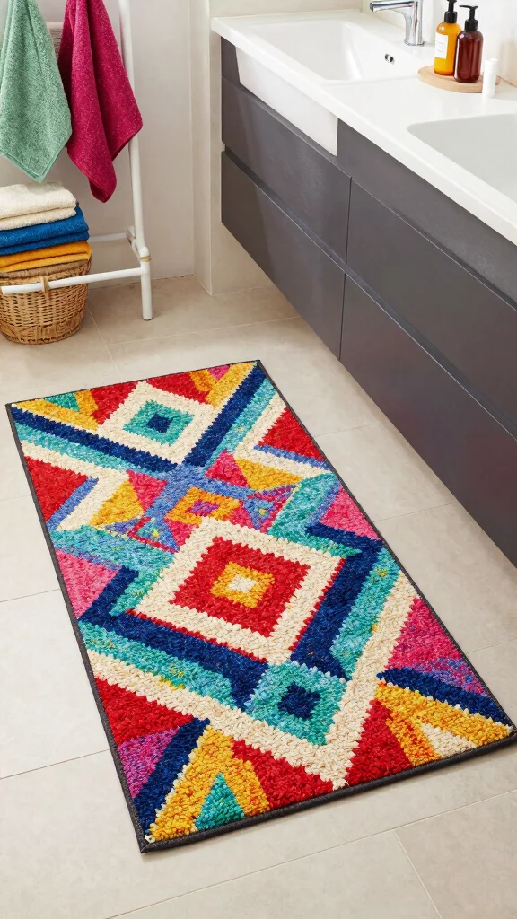 11 Eco-Friendly 4x6 Bathroom Rug Ideas for a Larger Bathroom or Double Vanity - 7. Colorful Flat Weave Rugs for a Bright Statement 1