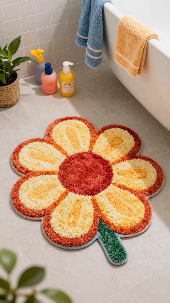 11 Eco-Friendly 4x6 Bathroom Rug Ideas for a Larger Bathroom or Double Vanity - 9. Colorful Tufted Rugs for a Fun Look 1