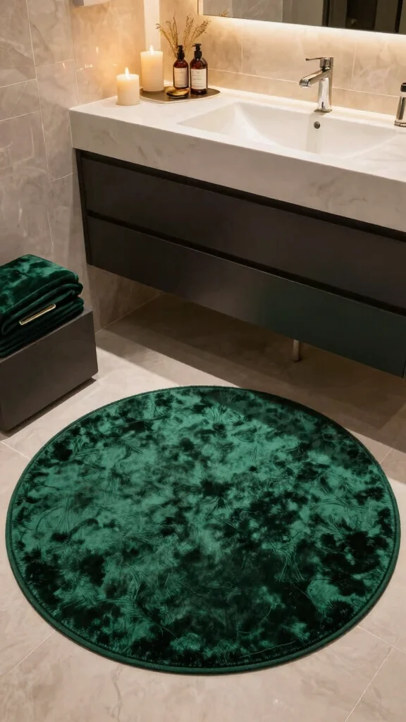 11 Eco-Friendly Half-Circle Bathroom Rug Ideas for Sustainable Home Decor - 10. Luxury Velvet 1