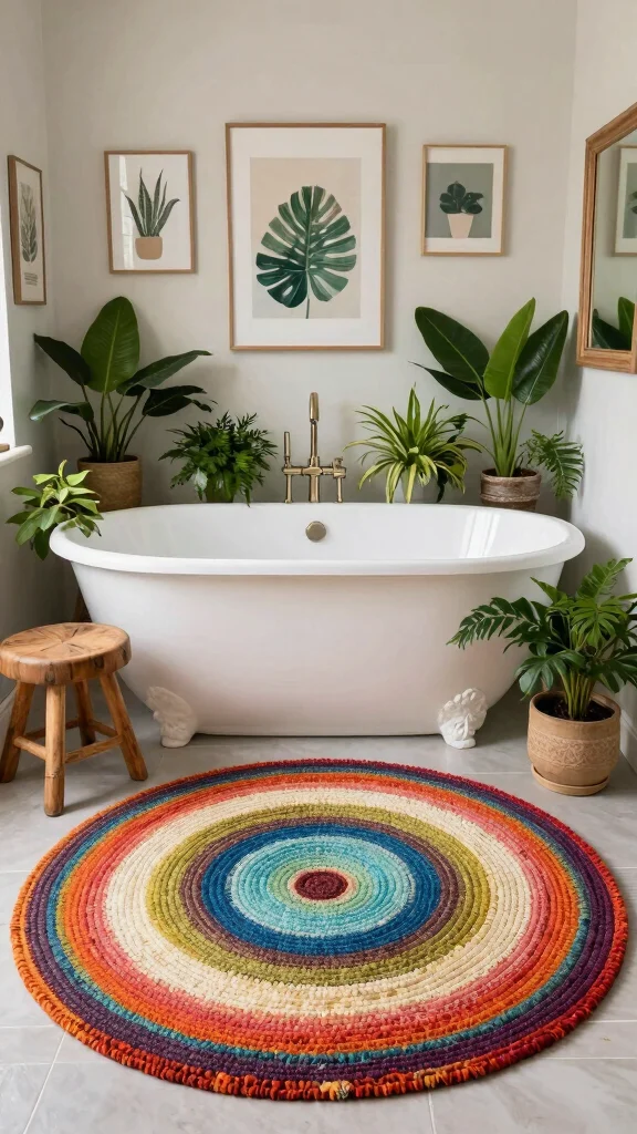 11 Eco-Friendly Half-Circle Bathroom Rug Ideas for Sustainable Home Decor - 2. Recycled Fiber Charm 1