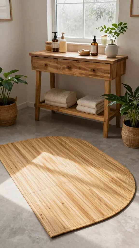 11 Eco-Friendly Half-Circle Bathroom Rug Ideas for Sustainable Home Decor - 3. Bamboo Beauty 1