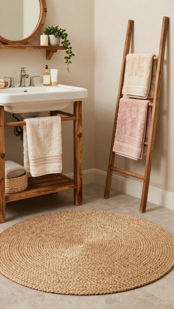11 Eco-Friendly Half-Circle Bathroom Rug Ideas for Sustainable Home Decor - 4. Jute Textures 1