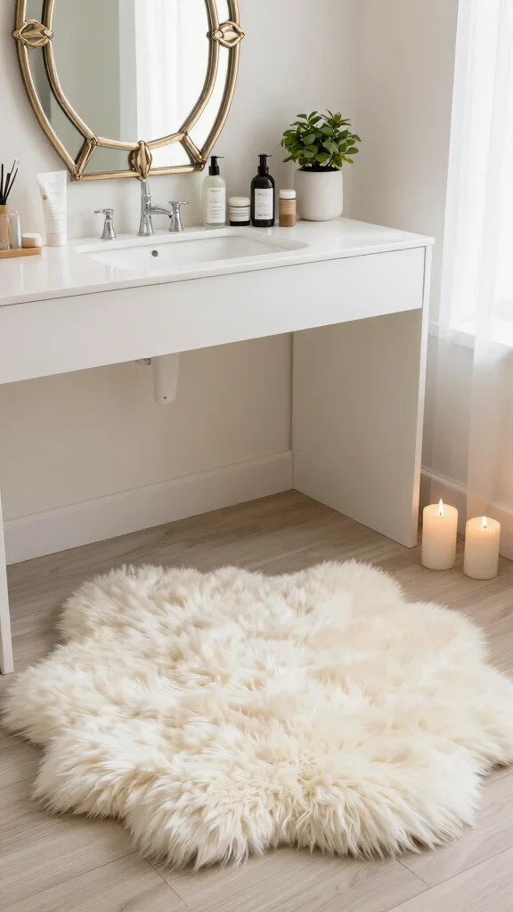 11 Eco-Friendly Half-Circle Bathroom Rug Ideas for Sustainable Home Decor - 8. Eco-Friendly Faux Fur 1