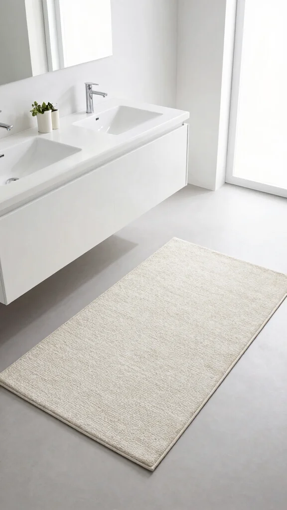 11 Extra-Long Bathroom Rug Ideas for Double Sinks and Wide Vanities - 10. Minimalist Microfiber 1