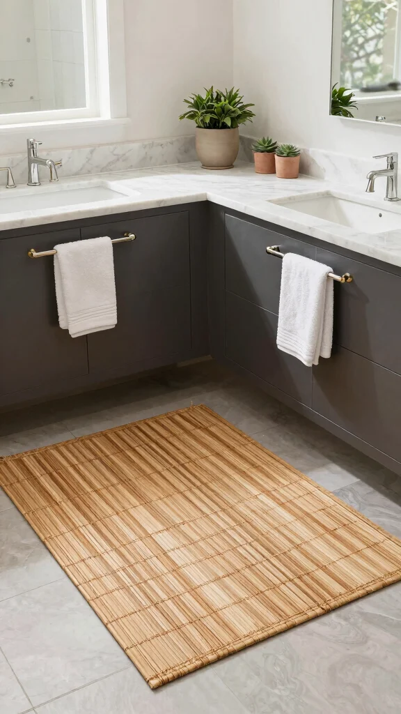 11 Extra-Long Bathroom Rug Ideas for Double Sinks and Wide Vanities - 3. Luxurious Bamboo Bliss 1