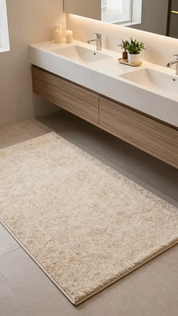 11 Extra-Long Bathroom Rug Ideas for Double Sinks and Wide Vanities - 5. Chic Chenille Charm 1