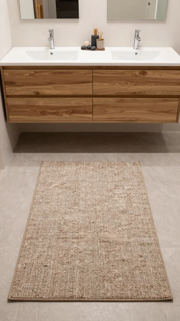 11 Extra-Long Bathroom Rug Ideas for Double Sinks and Wide Vanities - 7. Nature-Inspired Wool 1