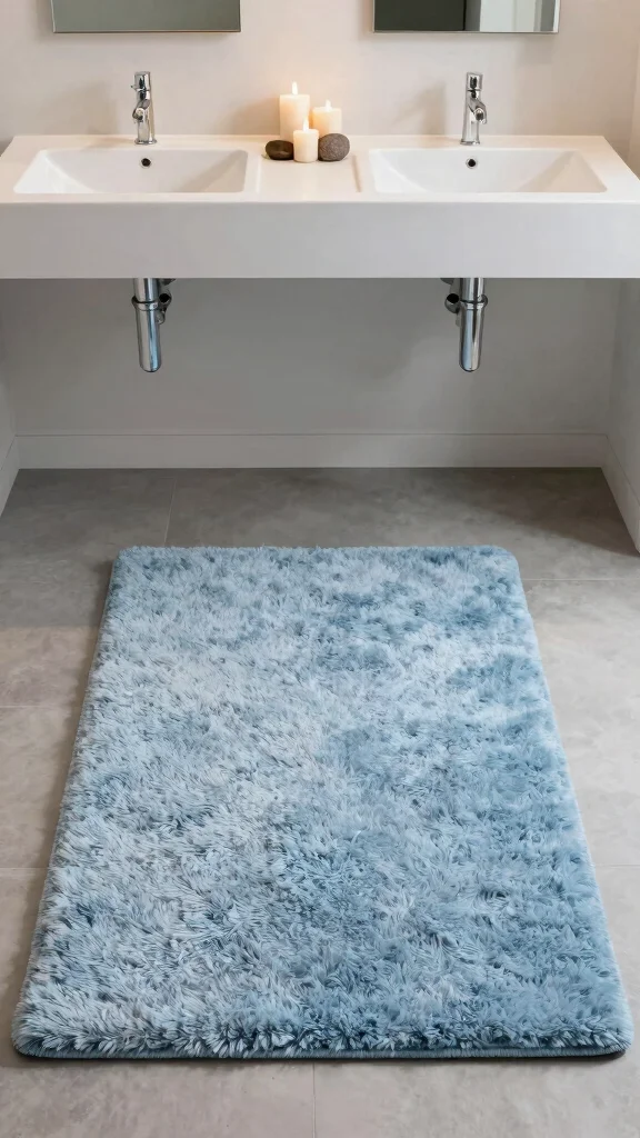 11 Extra-Long Bathroom Rug Ideas for Double Sinks and Wide Vanities - 8. Serene Shaggy Rugs 1