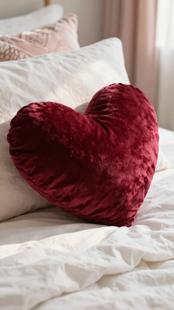 11 Heart-Shaped Pillow Ideas for a Sweet Romantic Home Accent - 1. Plush Velvet Heart Pillow 1