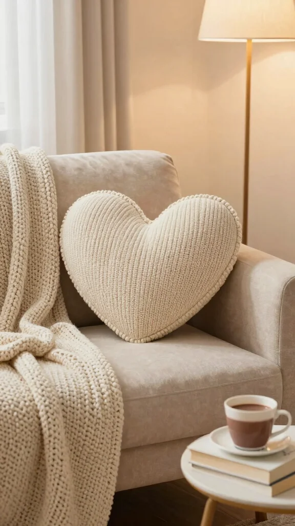 11 Heart-Shaped Pillow Ideas for a Sweet Romantic Home Accent - 3. Knitted Heart Pillow 1