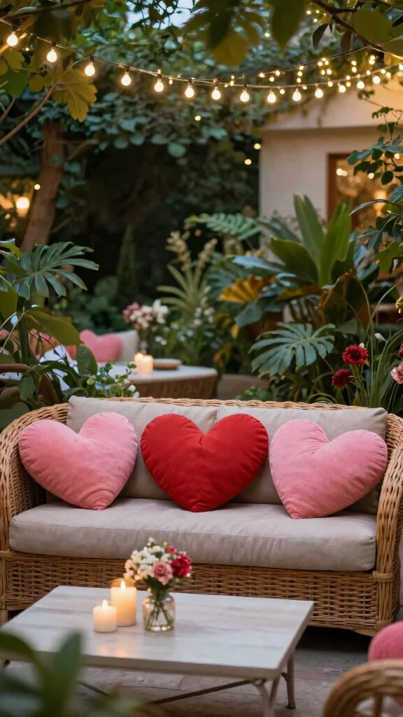 11 Heart-Shaped Pillow Ideas for a Sweet Romantic Home Accent - 5. Heart-Shaped Outdoor Pillows 1
