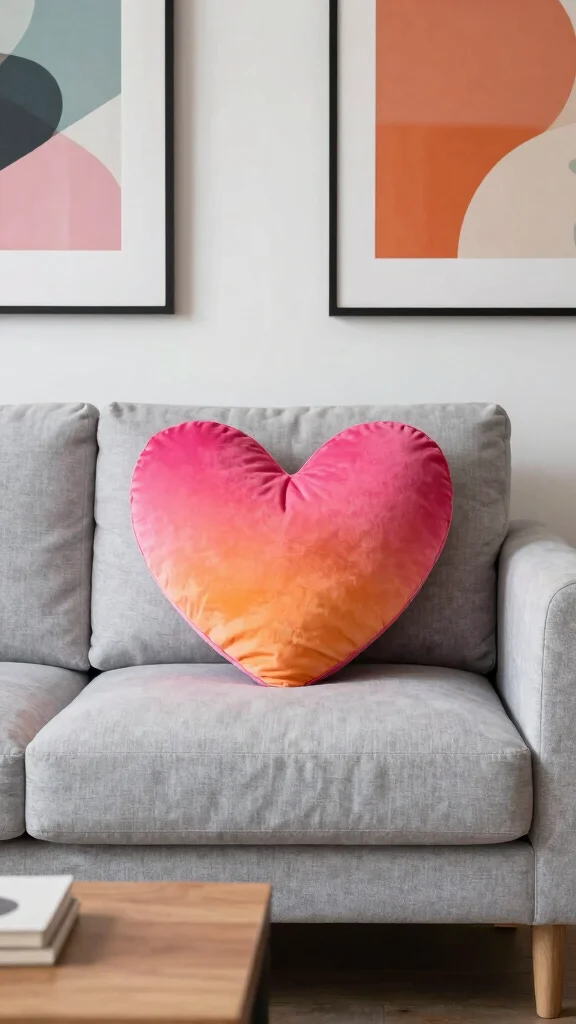 11 Heart-Shaped Pillow Ideas for a Sweet Romantic Home Accent - 8. Ombre Heart Pillow 1