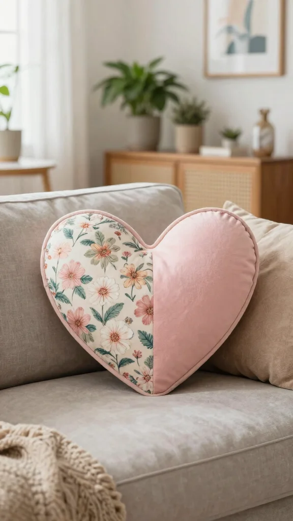 11 Heart-Shaped Pillow Ideas for a Sweet Romantic Home Accent - 9. Reversible Heart Pillow 1
