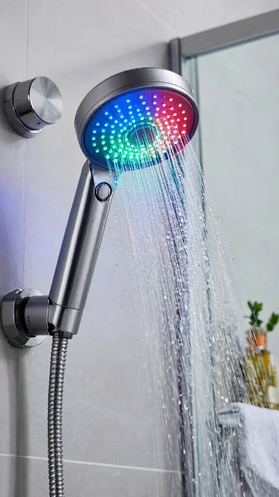 11 LED Shower Head Ideas for a Colorful Temperature-Sensing Shower Experience - 1. Color-Changing Bliss: LED Shower Head with Temperature Sensors 1