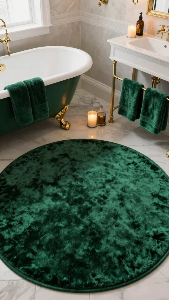 11 Large Round Bathroom Rug Ideas for a Bold Centered Floor Moment - 6. Luxurious Velvet Rugs 1