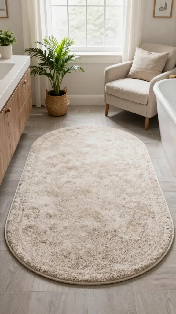 11 Large Round Bathroom Rug Ideas for a Bold Centered Floor Moment - 9. Multi-Functional Rugs 1