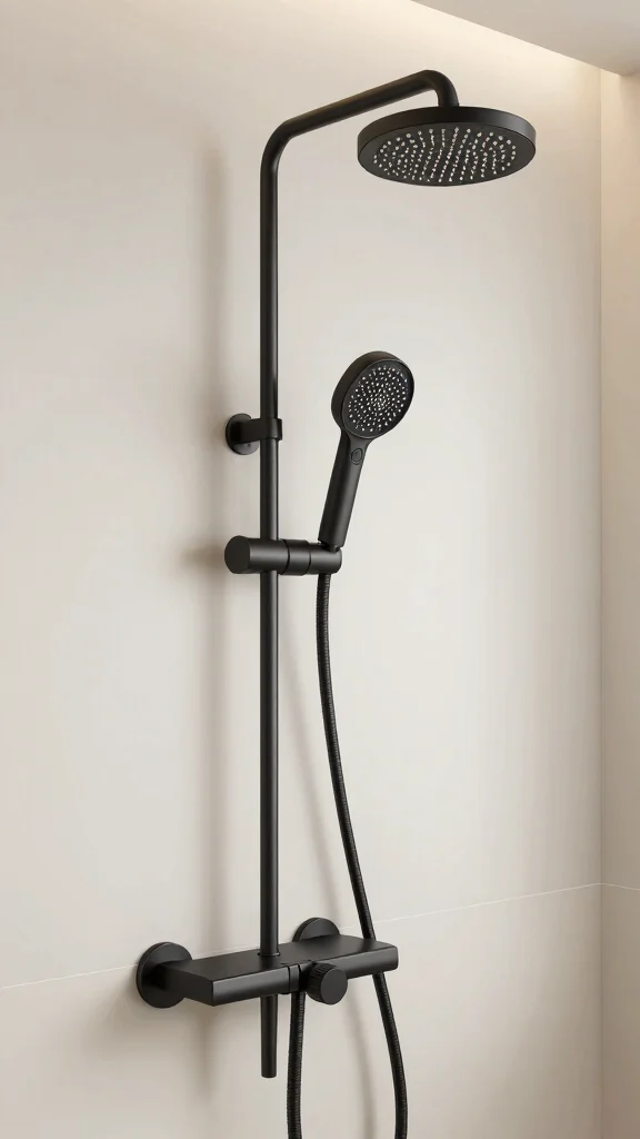 11 Matte Black Shower Head Ideas for a Bold Contemporary Bathroom - 2. Dual Shower Head Design for Versatility 1