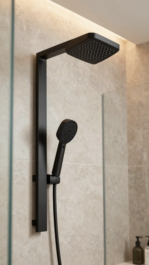 11 Matte Black Shower Head Ideas for a Bold Contemporary Bathroom - 5. Modern Geometric Shapes 1
