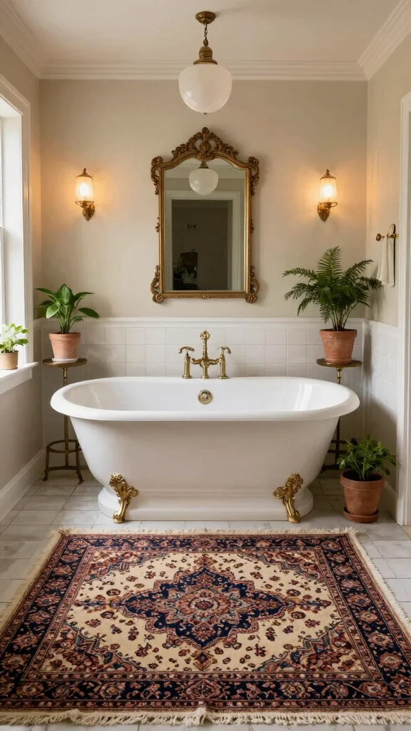 11 Persian Rug Ideas for the Bathroom for a Bold Vintage Floor Moment - 3. Embracing Vintage Charm 1