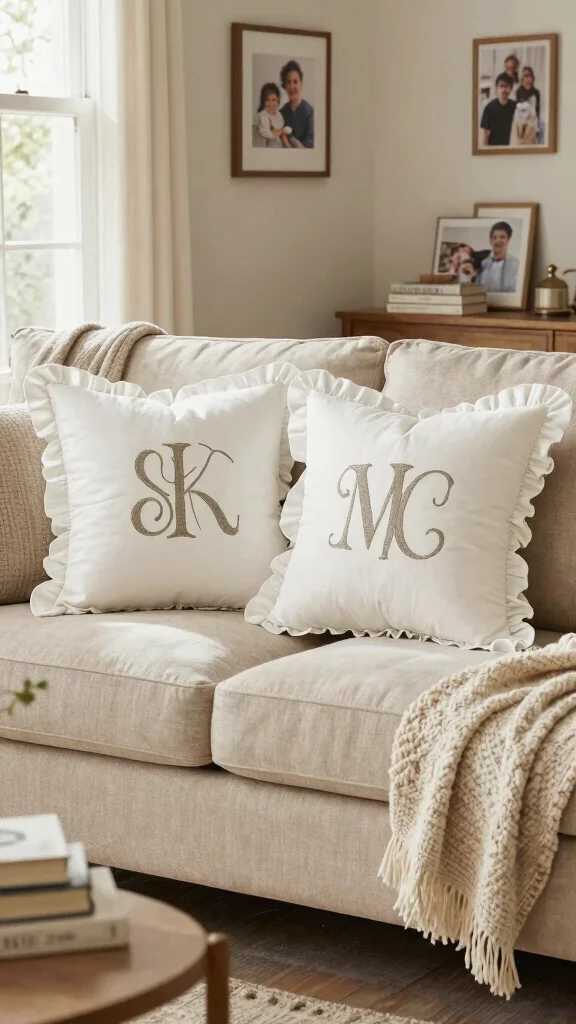 11 Ruffle Pillow Ideas for a Soft Romantic Feminine Touch - 11. Personalized Ruffled Pillows 1