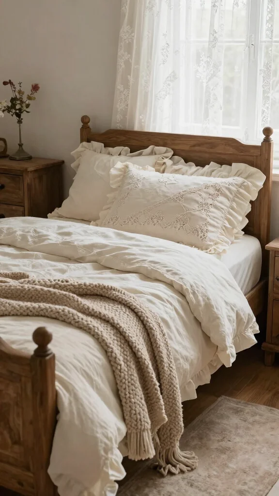 11 Ruffle Pillow Ideas for a Soft Romantic Feminine Touch - 4. Vintage Lace Ruffled Pillow Covers 1
