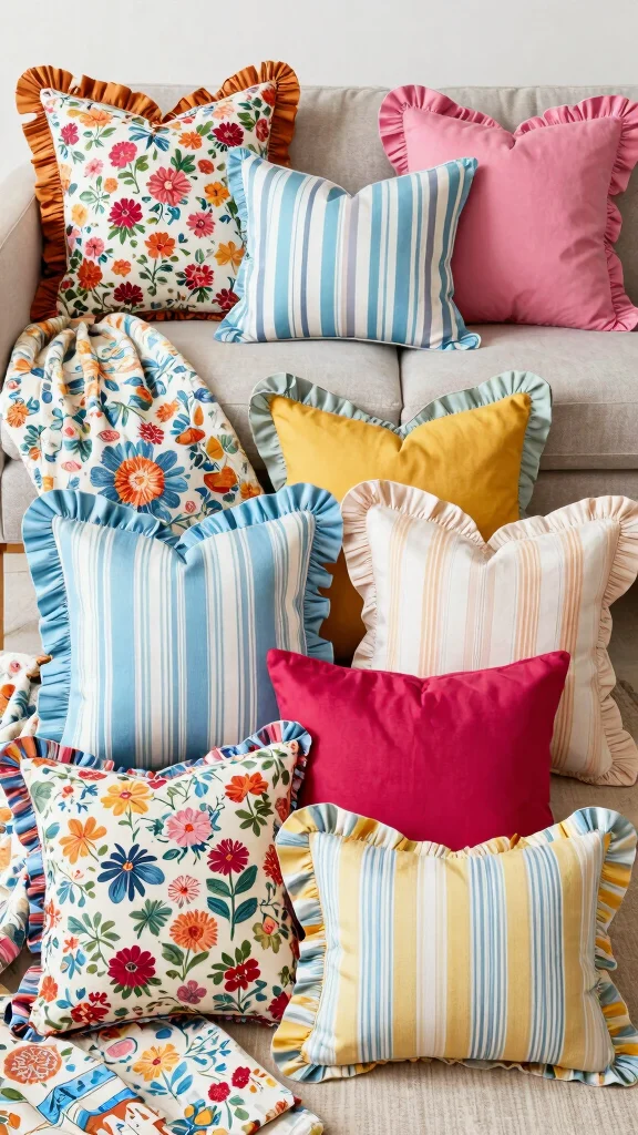 11 Ruffle Pillow Ideas for a Soft Romantic Feminine Touch - 7. Ruffled Pillow Collages 1