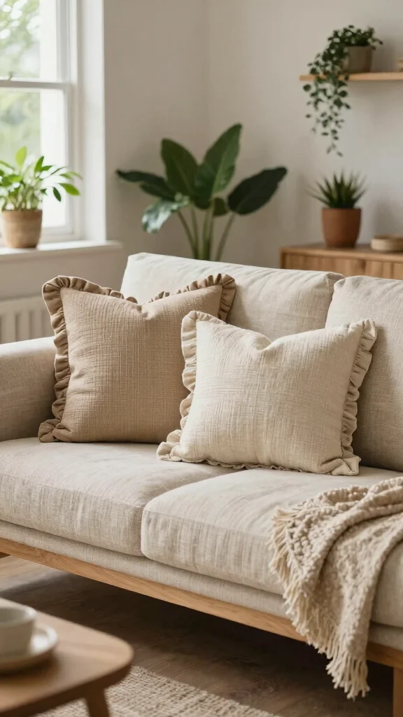 11 Ruffle Pillow Ideas for a Soft Romantic Feminine Touch - 9. Eco-Friendly Ruffled Pillows 1