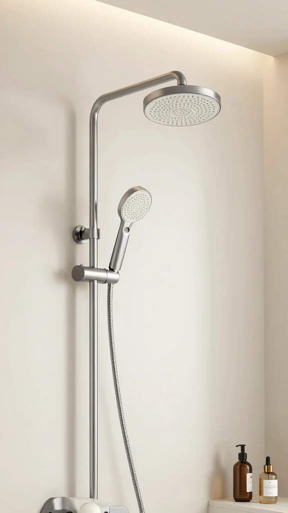11 Shower Head Extender Ideas for Better Reach and More Flexible Positioning - 8. Artistic Shower Head Extender 1