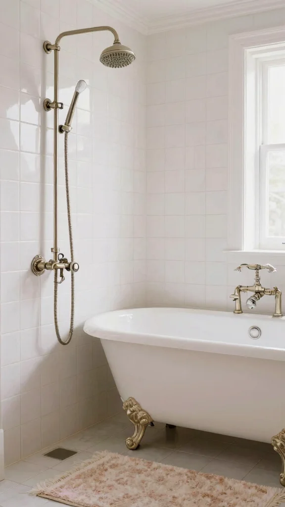 11 Shower Head Massager Ideas for a Relaxing Therapeutic Shower - 8. Stylish Vintage Shower Head Massager 1