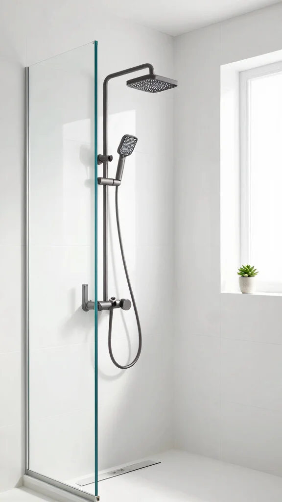 11 Shower Head and Separate Handheld Ideas for a Flexible Setup - 3. Minimalist Handheld Shower with Wall-Mounted Head 1