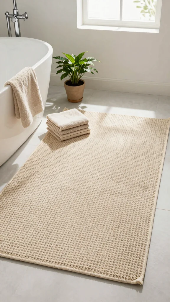 11 Waffle-Weave Bathroom Rug Ideas for a Light Quick-Drying Floor Textile - 1. Organic Cotton Bliss 1
