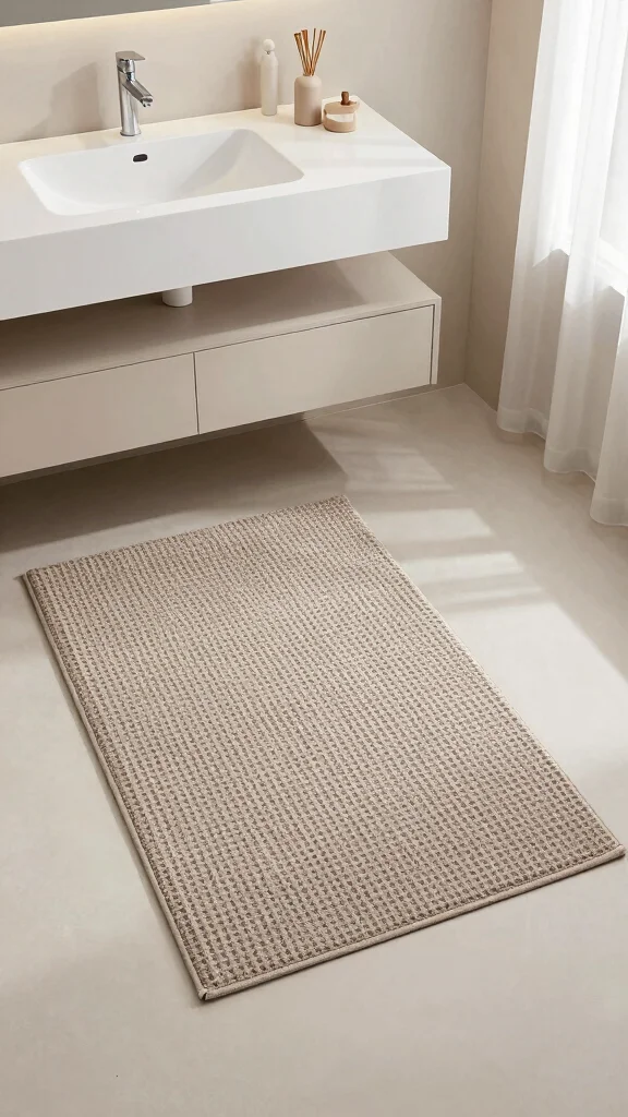 11 Waffle-Weave Bathroom Rug Ideas for a Light Quick-Drying Floor Textile - 3. Textured Neutral Tones 1