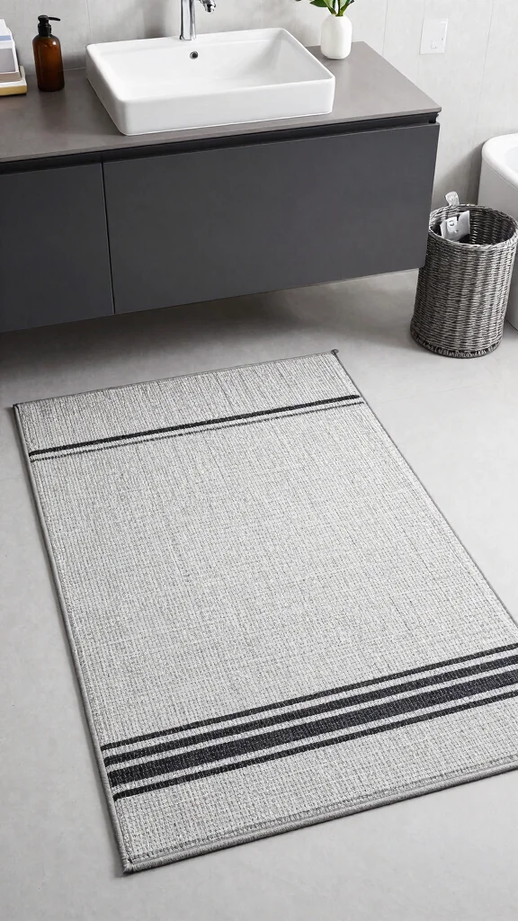 11 Waffle-Weave Bathroom Rug Ideas for a Light Quick-Drying Floor Textile - 8. Minimalist Stripes 1
