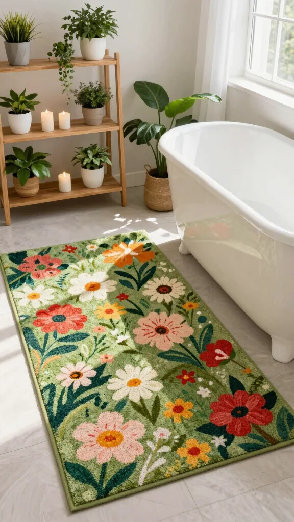 11 Washable Bathroom Runner Rug Ideas That Stay Clean and Look Fresh - 4. Nature-Inspired Designs 1