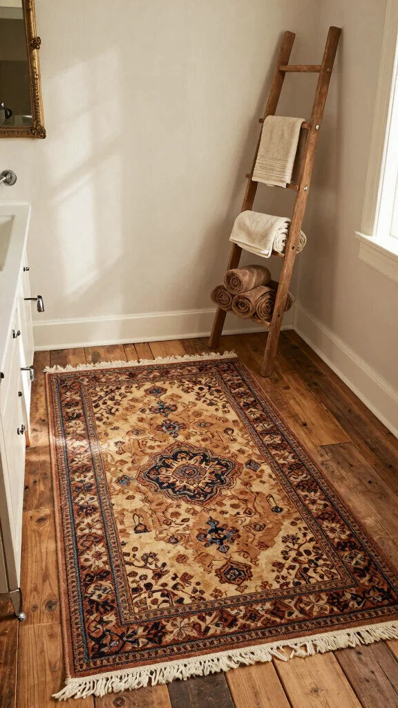 11 Washable Bathroom Runner Rug Ideas That Stay Clean and Look Fresh - 5. Vintage Vibes 1
