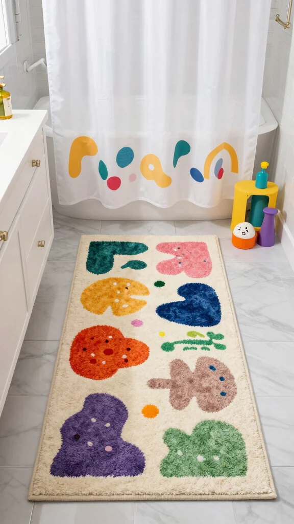 11 Washable Bathroom Runner Rug Ideas That Stay Clean and Look Fresh - 6. Funky Prints 1
